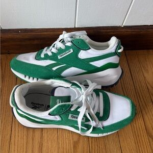 Reebok Green and White Classic Sneakers